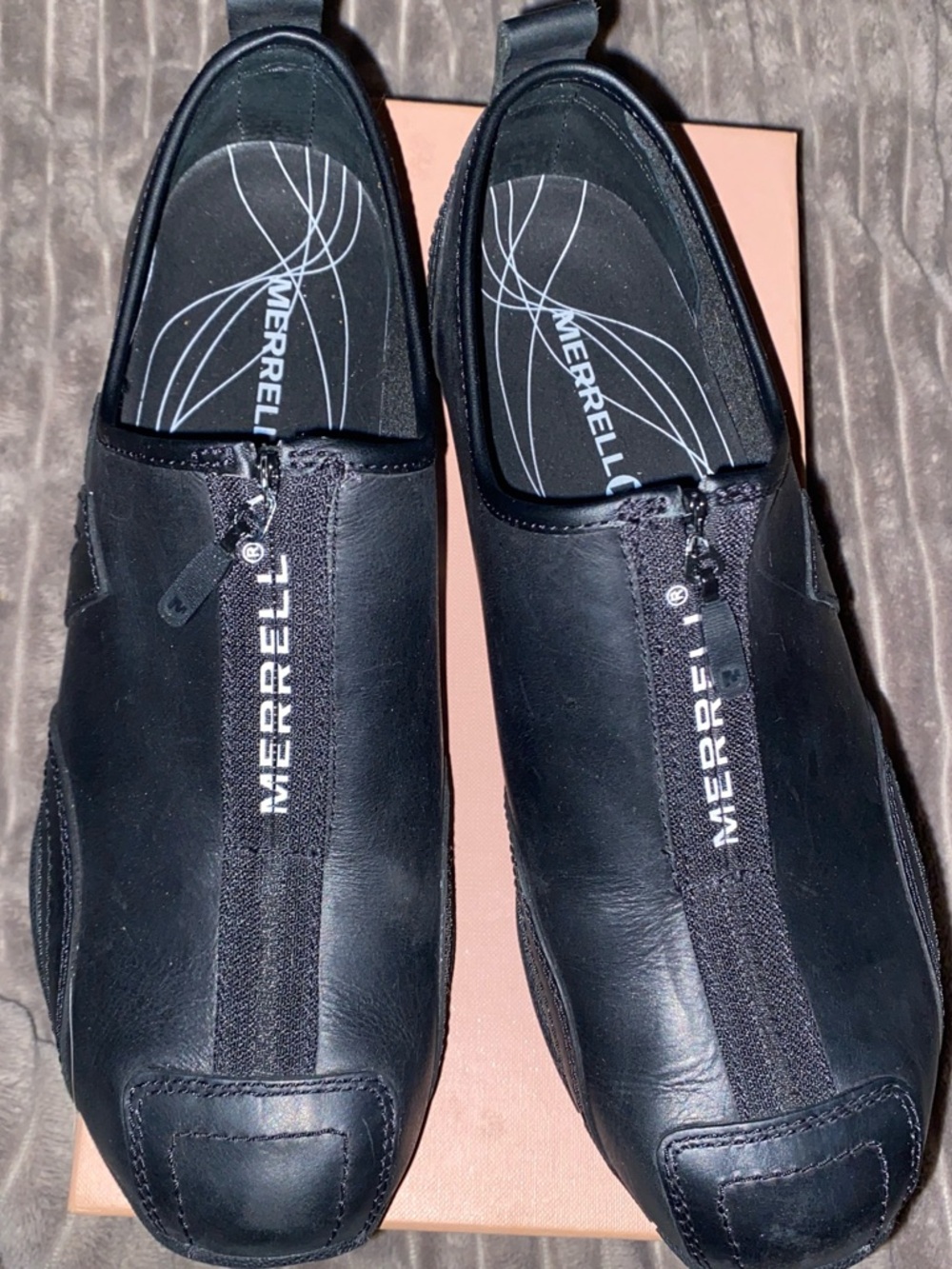 Merrell Leather Zip Up Barrado Luxe Shoes Womens Size 9 Black